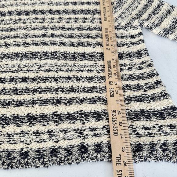 J. Jill Chunky Knit Sweater Sz XL Cream Black Relaxed Casual Striped Cotton - Picture 8 of 9